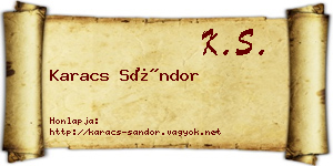 Karacs Sándor névjegykártya