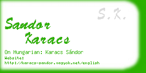 sandor karacs business card